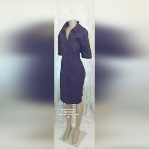 Ashley Stewart Purple Denim Button Down Dress 2X